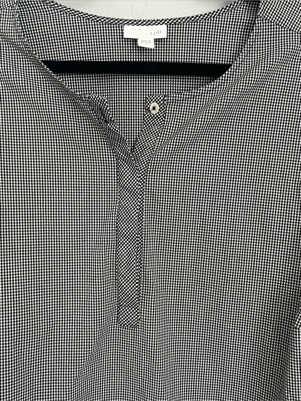 J. JILL BLACK + WHITE MICRO GINGHAM LONG SLEEVE TOP 4X